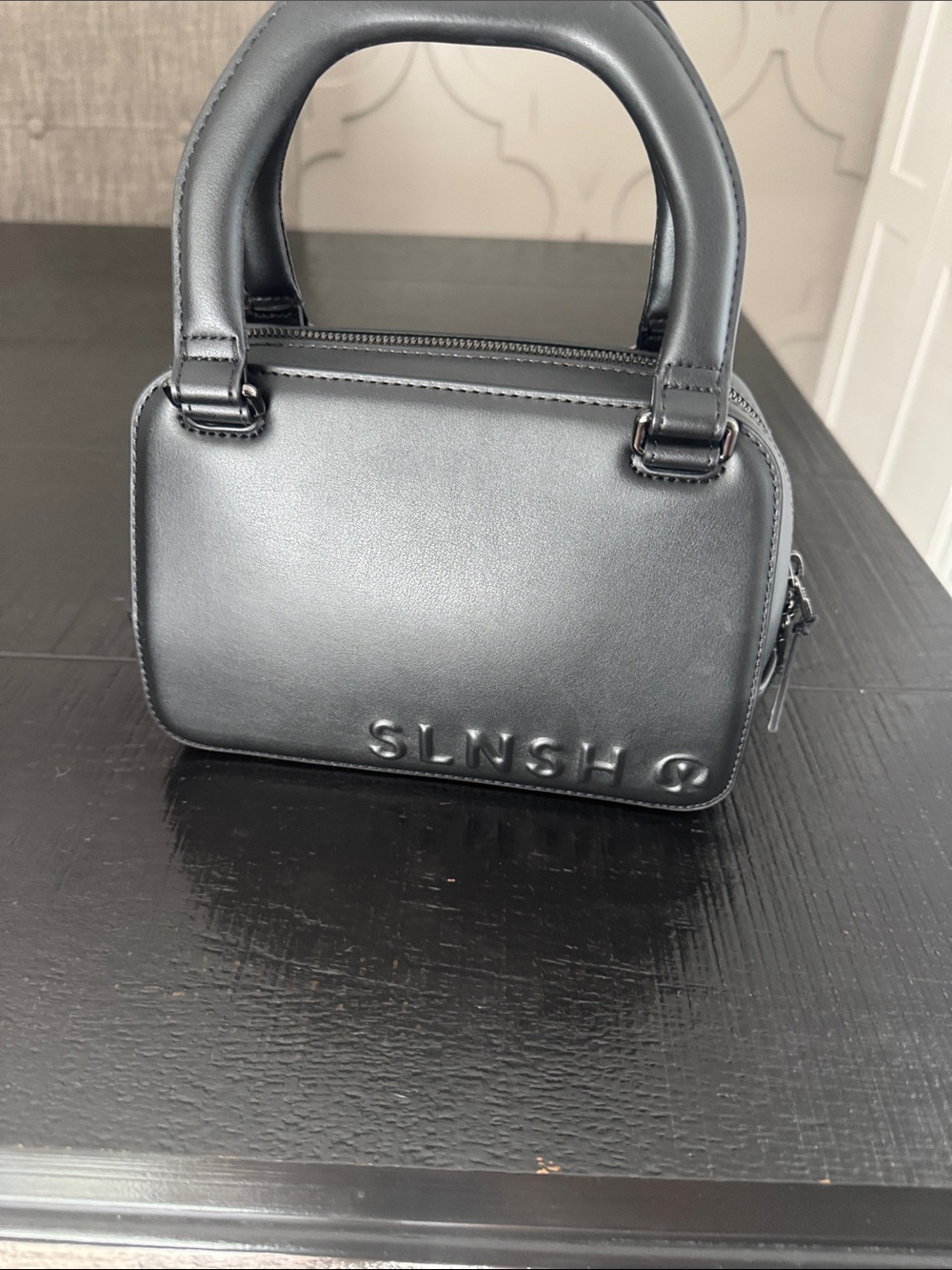 lululemon top handle black leather large belt bag slnsh
